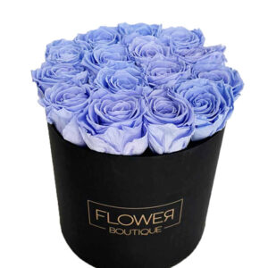 light blue round forever roses